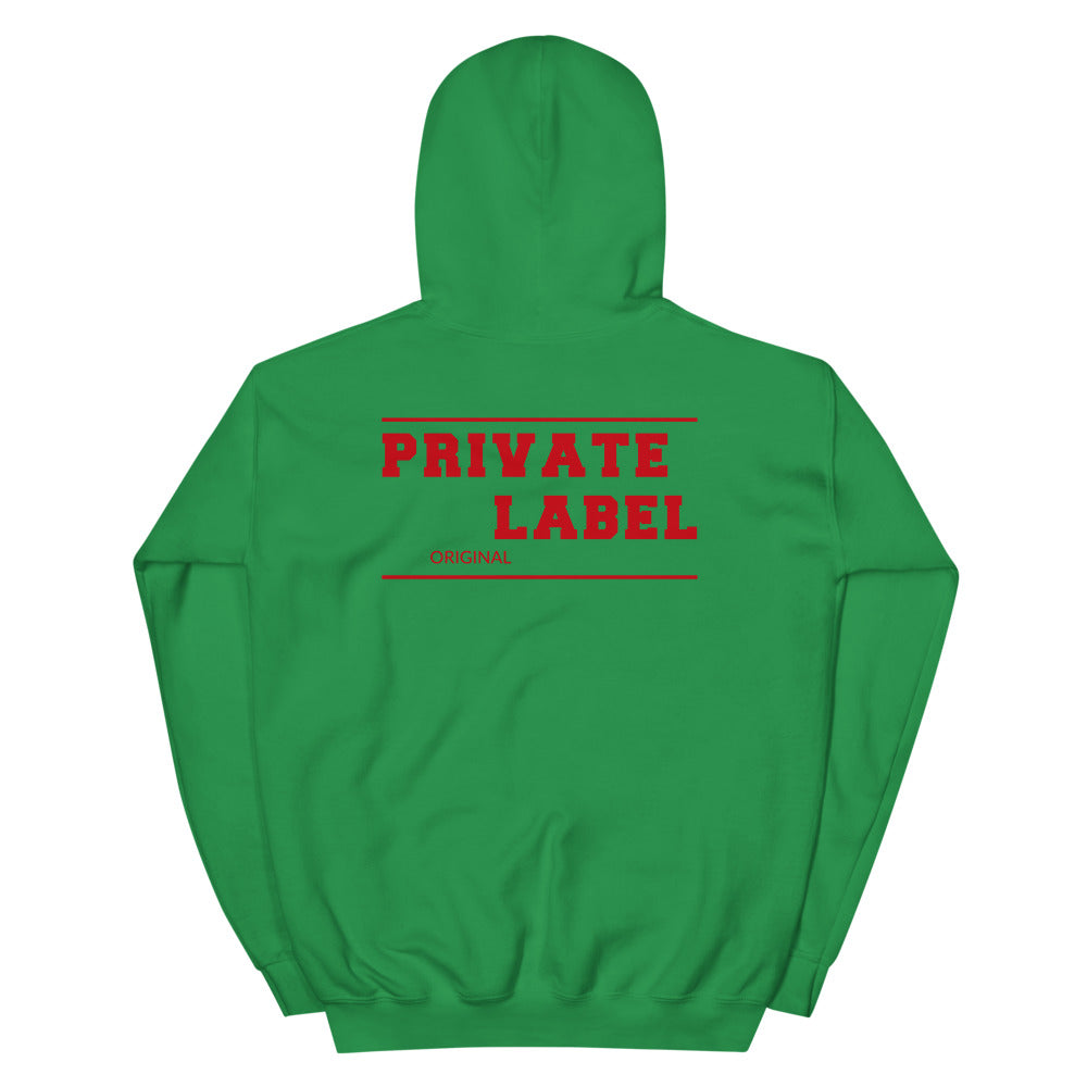 Unisex Hoodie Private Label Front & Back Red Letters