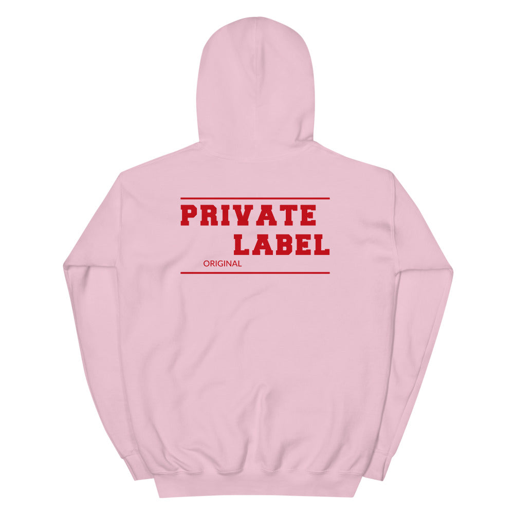 Unisex Hoodie Private Label Front & Back Red Letters