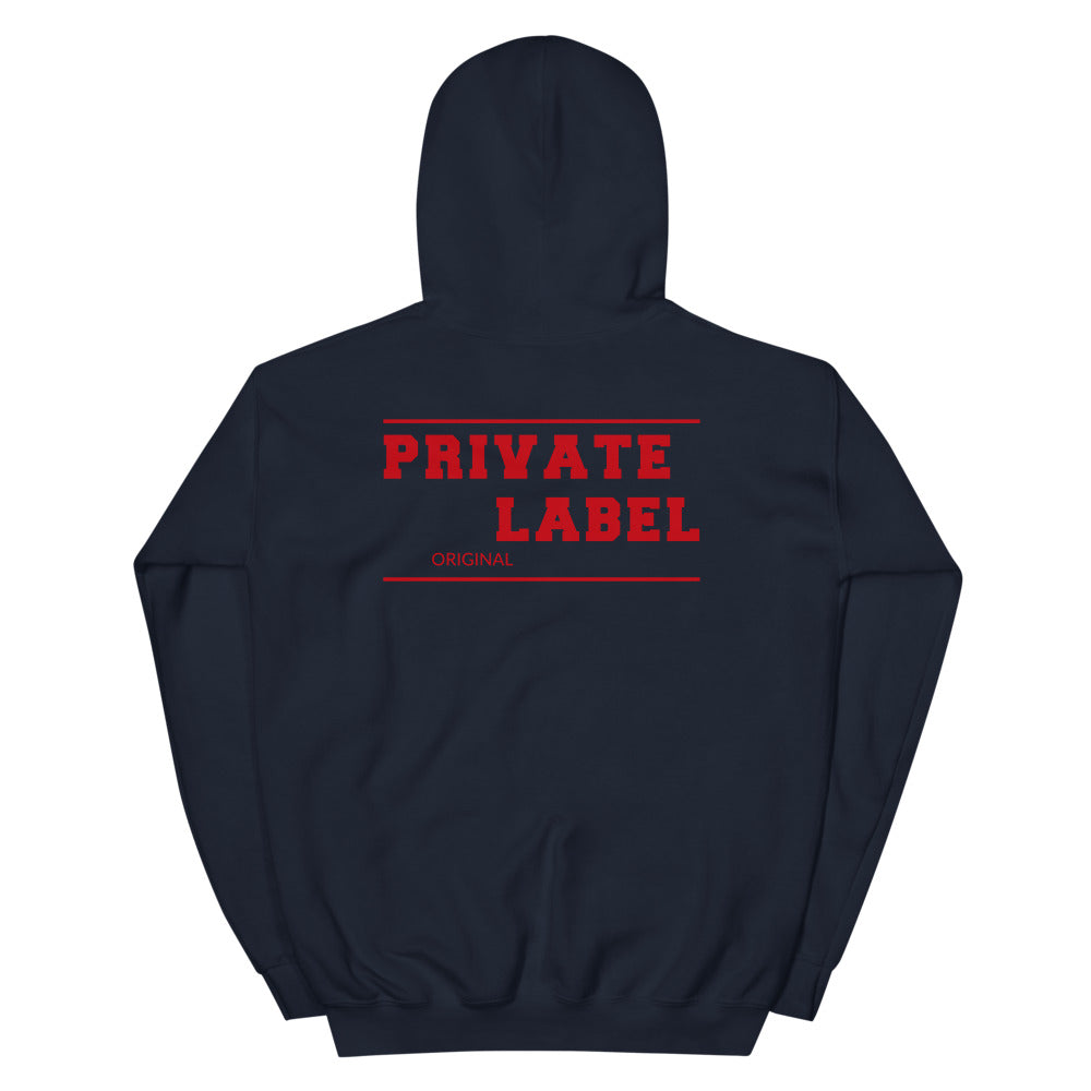 Unisex Hoodie Private Label Front & Back Red Letters