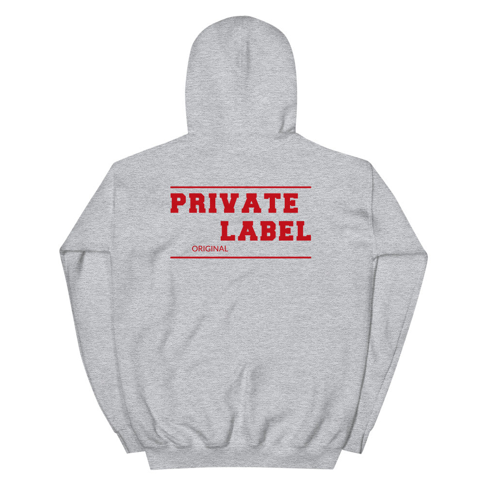 Unisex Hoodie Private Label Front & Back Red Letters