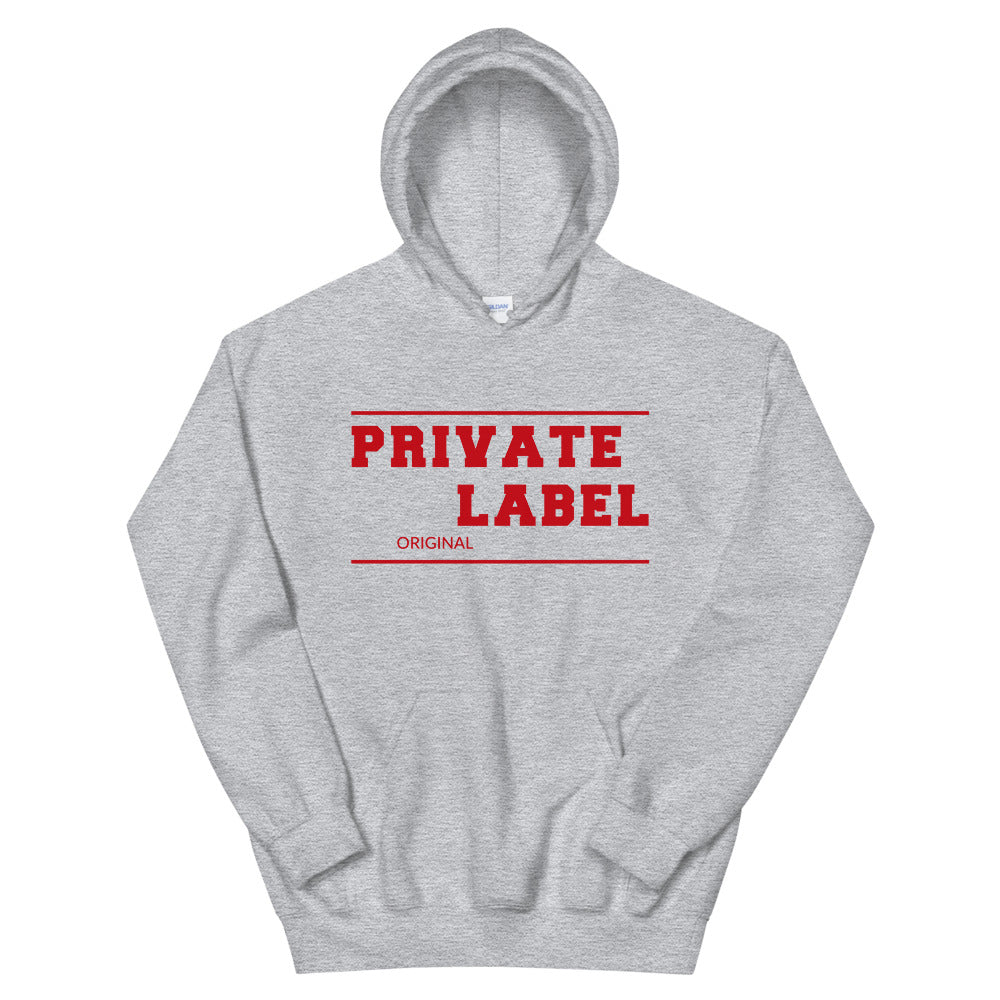 Unisex Hoodie Private Label Front & Back Red Letters