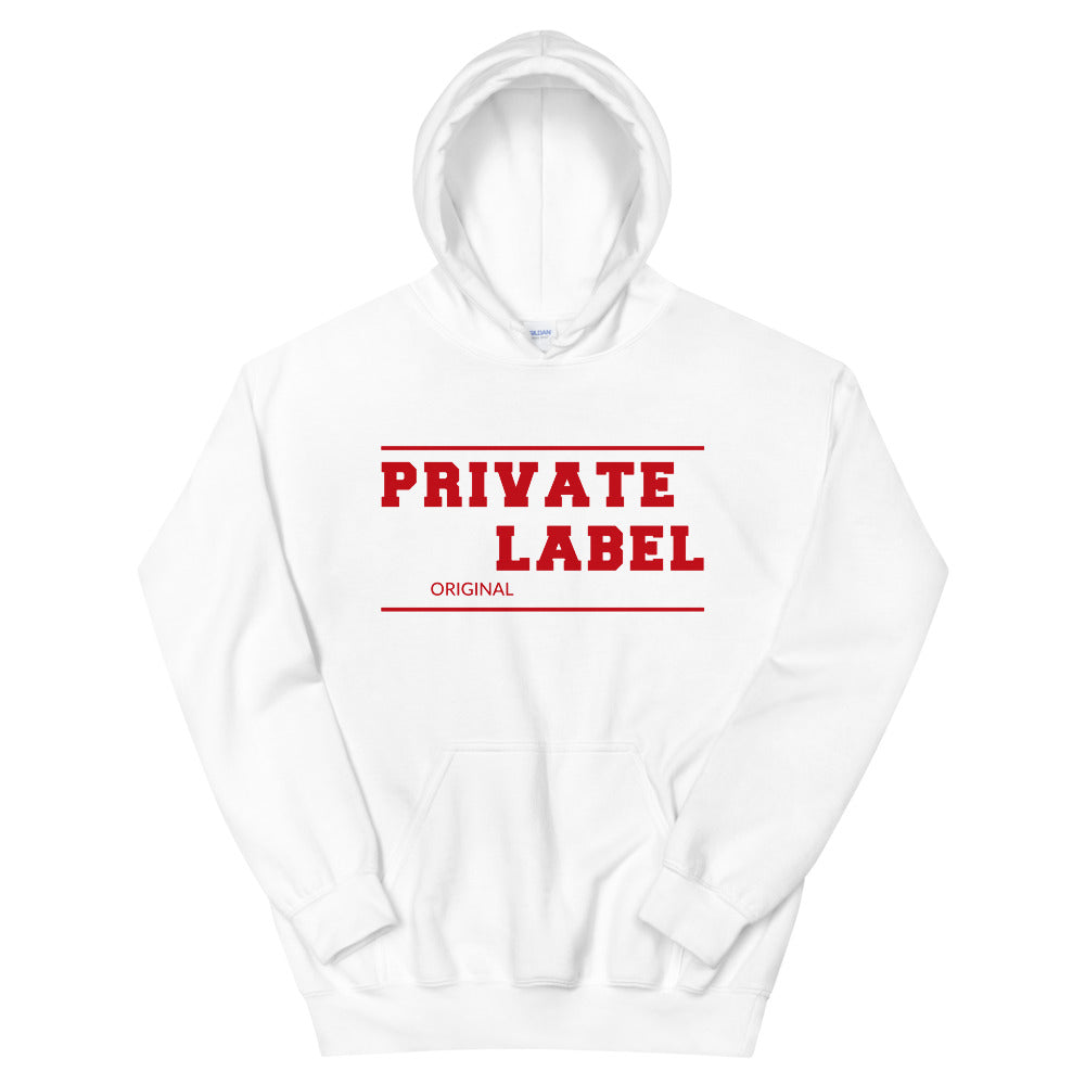 Unisex Hoodie Private Label Front & Back Red Letters