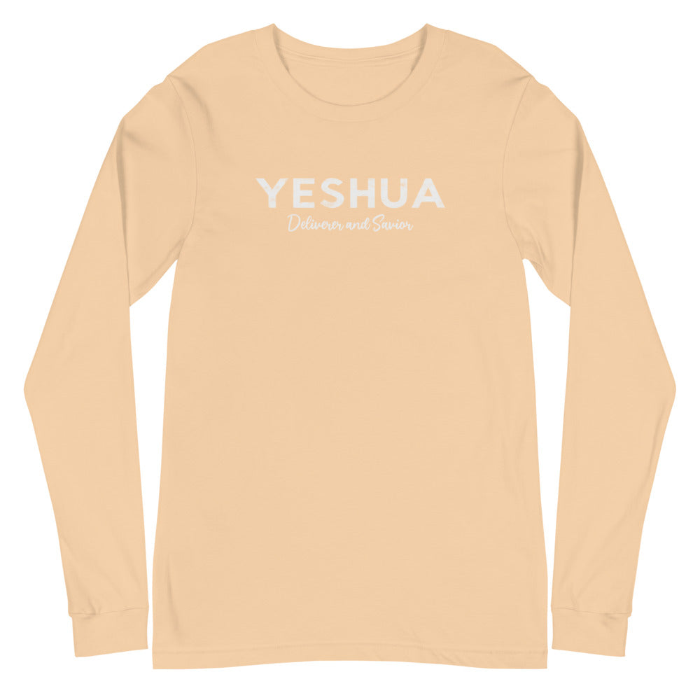 Unisex Long Sleeve Tee YESHUA Deliverer & Savior Front Back Letters