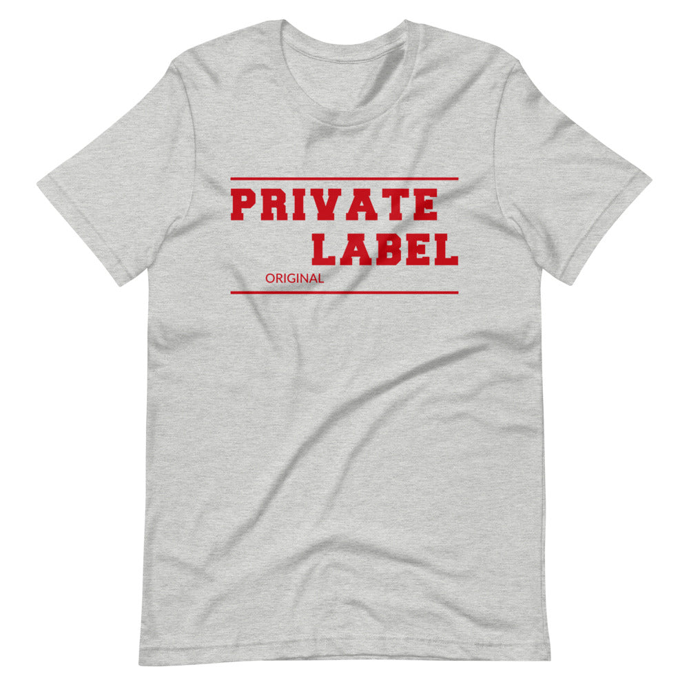 Short-Sleeve Unisex T-Shirt Private Label Front & Back Red Letters