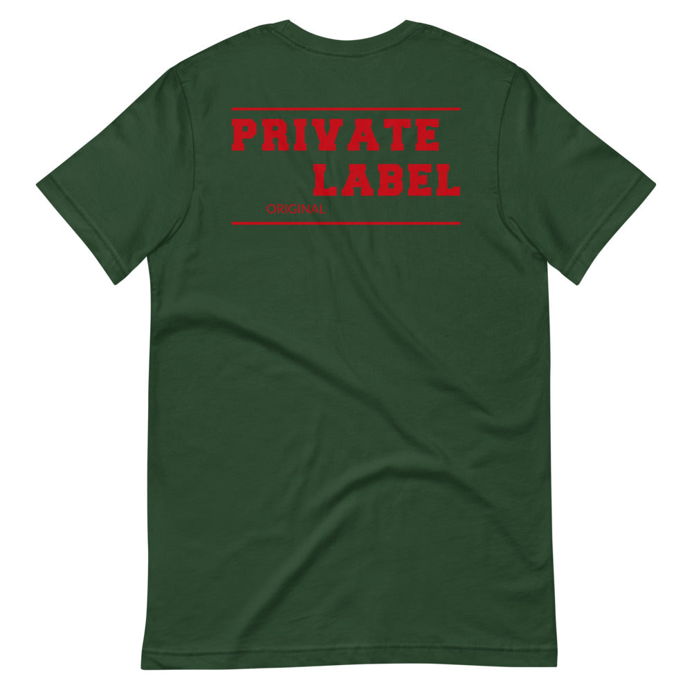 Short-Sleeve Unisex T-Shirt Private Label Front & Back Red Letters