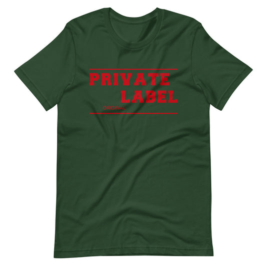 Short-Sleeve Unisex T-Shirt Private Label Front & Back Red Letters