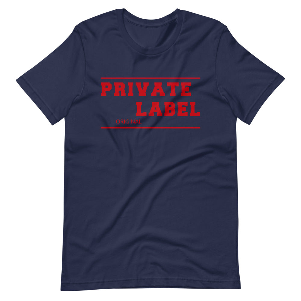 Short-Sleeve Unisex T-Shirt Private Label Front & Back Red Letters