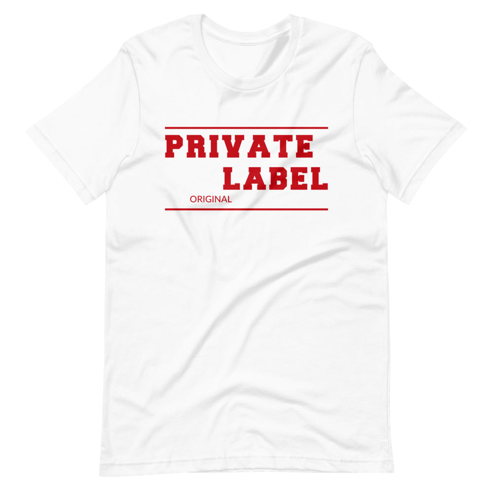 Short-Sleeve Unisex T-Shirt Private Label Front & Back Red Letters