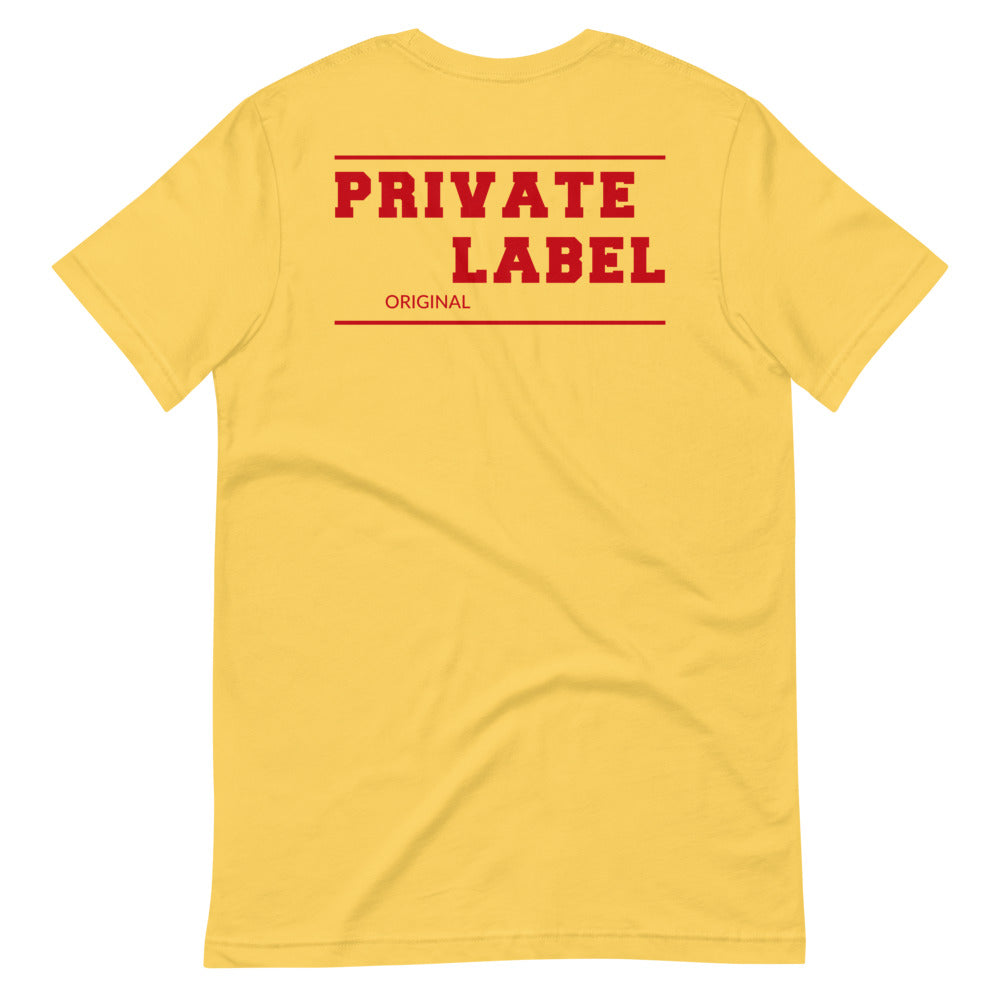 Short-Sleeve Unisex T-Shirt Private Label Front & Back Red Letters