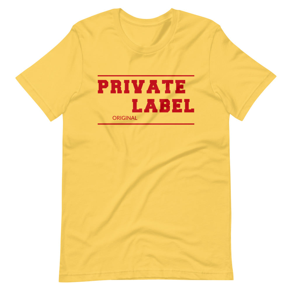 Short-Sleeve Unisex T-Shirt Private Label Front & Back Red Letters